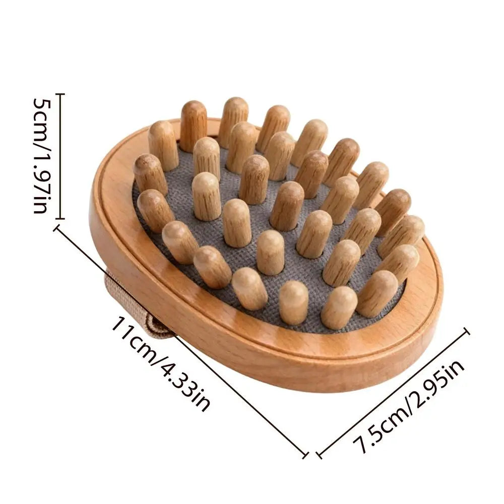 Wood Body Massage Brush – Scalp, Belly & Full Body Massager Body Massage Brush PLUSH 1PC