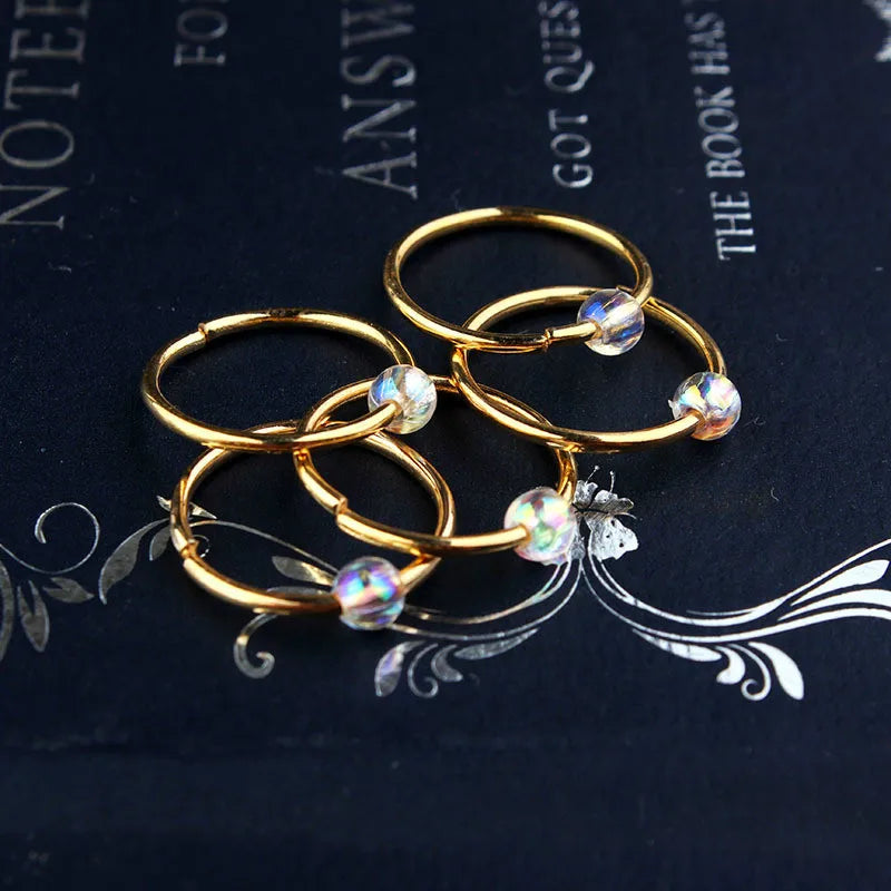 5-Piece Colorful Dreadlock Beads – Wooden Hair Rings & Cuffs
