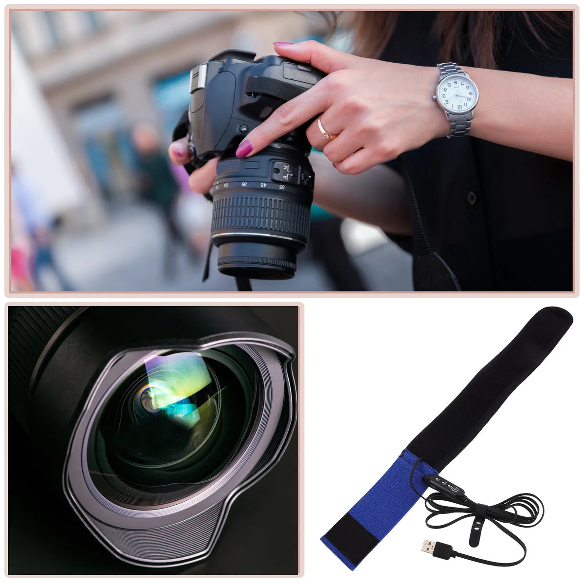 USB Dew Heater Strip for Camera & Telescope Lenses | 3-Stage Lens Dew Heater PLUSH