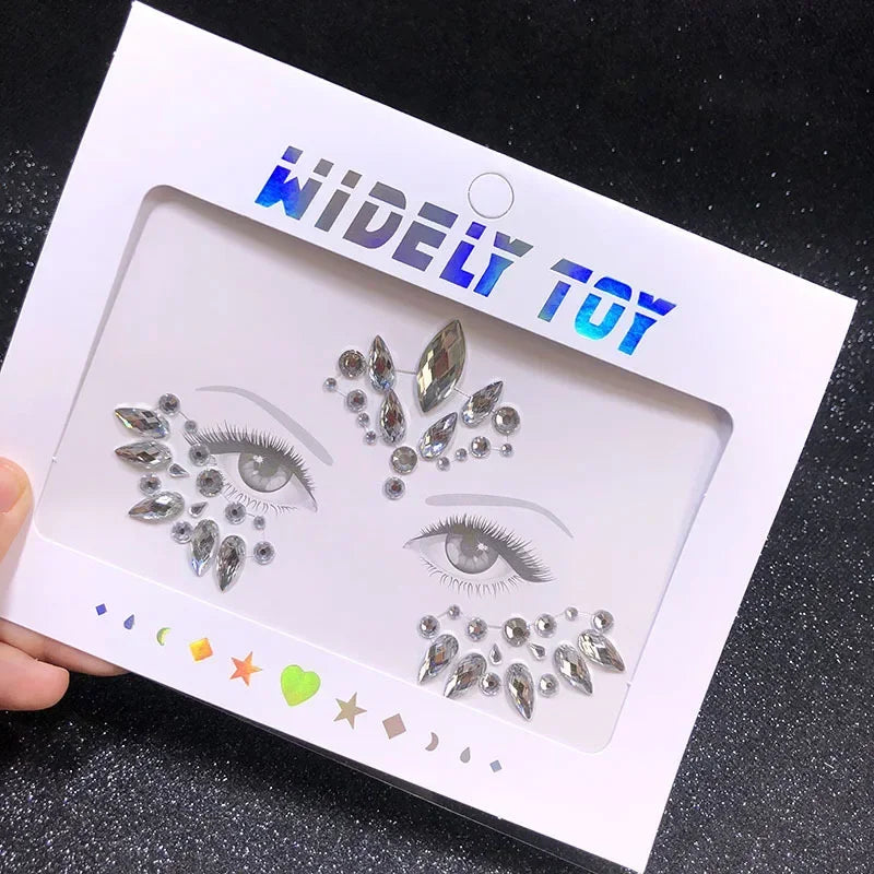 Crystal Face Gems Rhinestone Temporary Tattoo Stickers