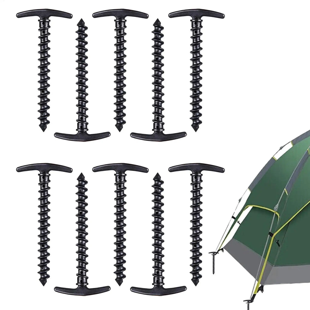 10-Pack Screw-In Tent Stakes – Windproof Camping Ground Pegs Tent Stakes PLUSH