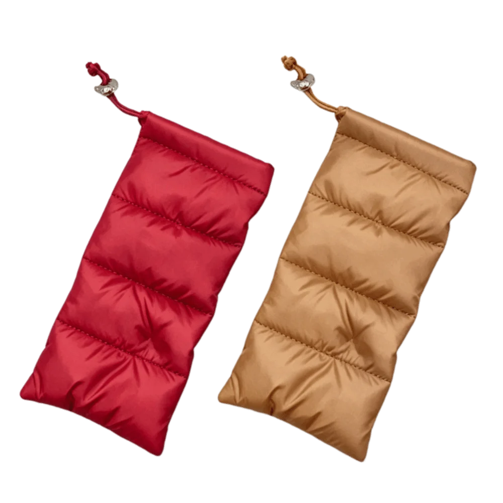 Quilted Padded Eyeglass Case – Soft Drawstring Glasses Bag Eyeglass Case PLUSH Red-Brown