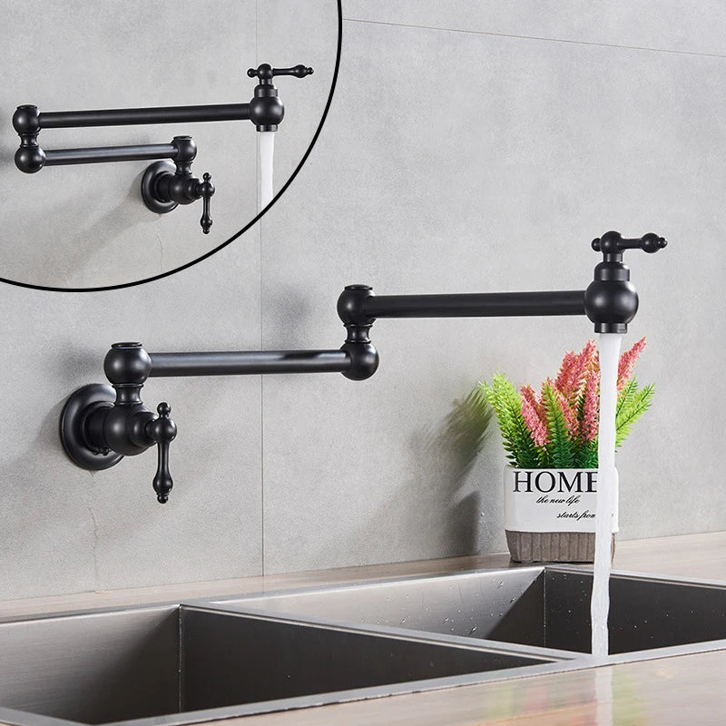 Wall Mount Brass Kitchen Faucet Chrome 360° Swivel | ELLEN Kitchen Faucet PLUSH