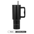 40oz Vacuum Insulated Tumbler with Handle, Lid & Straw Insulated Travel Tumbler PLUSH 40oz-black 1200