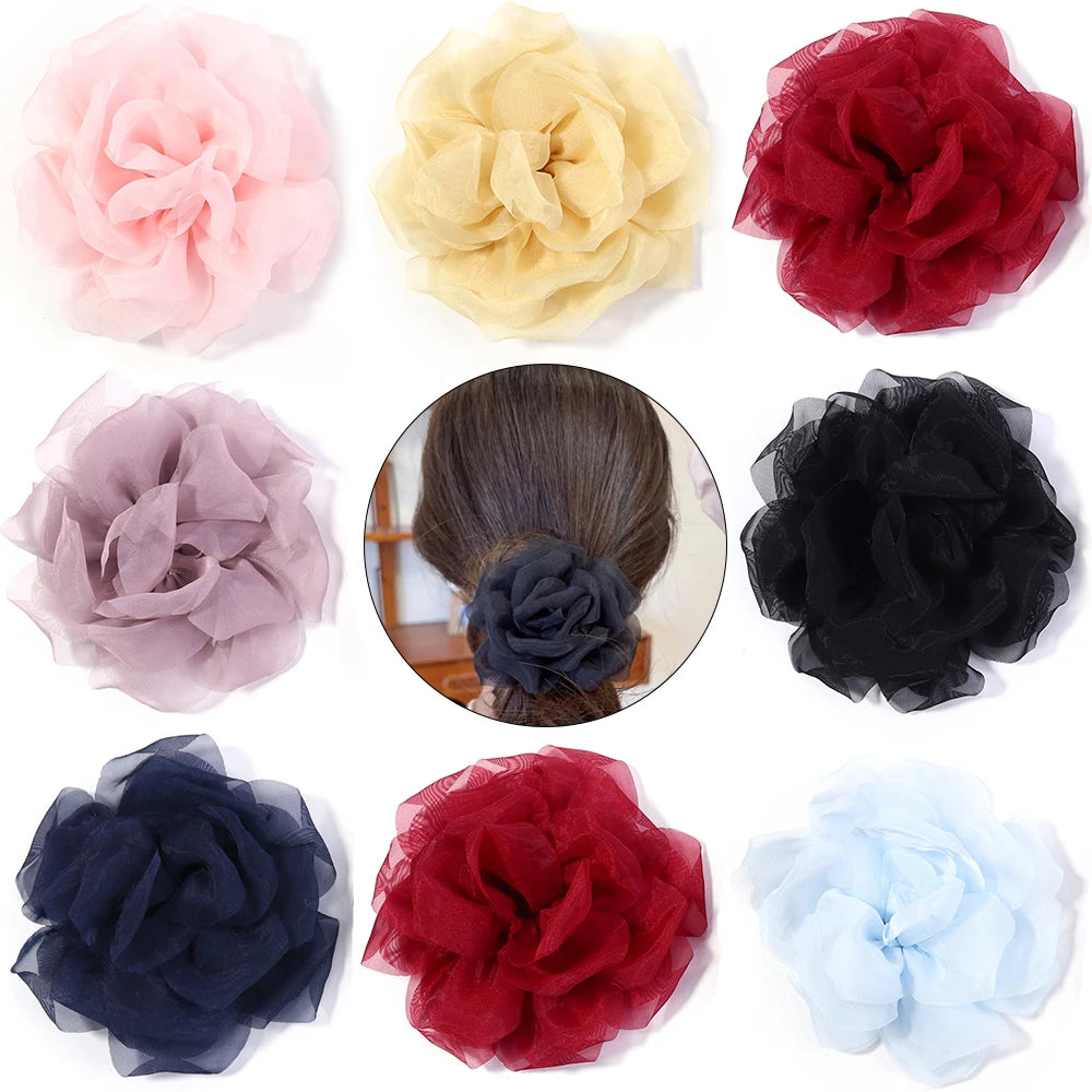 2pcs Korean Chiffon Flower Appliques for DIY Hair & Clothes Fabric Flower Appliques PLUSH