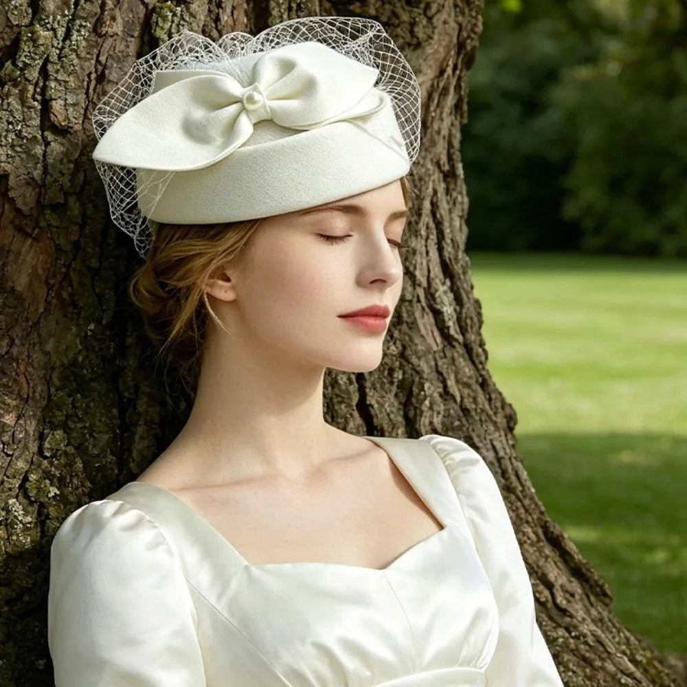 Women's Elegant Pearl Bow Fedora Top Hat | Party & Fashion Women's Fashion Hat PLUSH