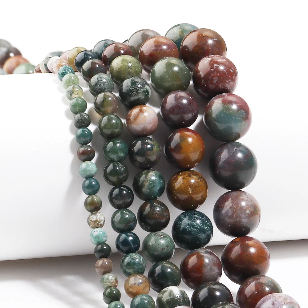 Indian Agate Round Natural Stone Spacer Beads 4–12mm DIY Natural Stone Beads PLUSH
