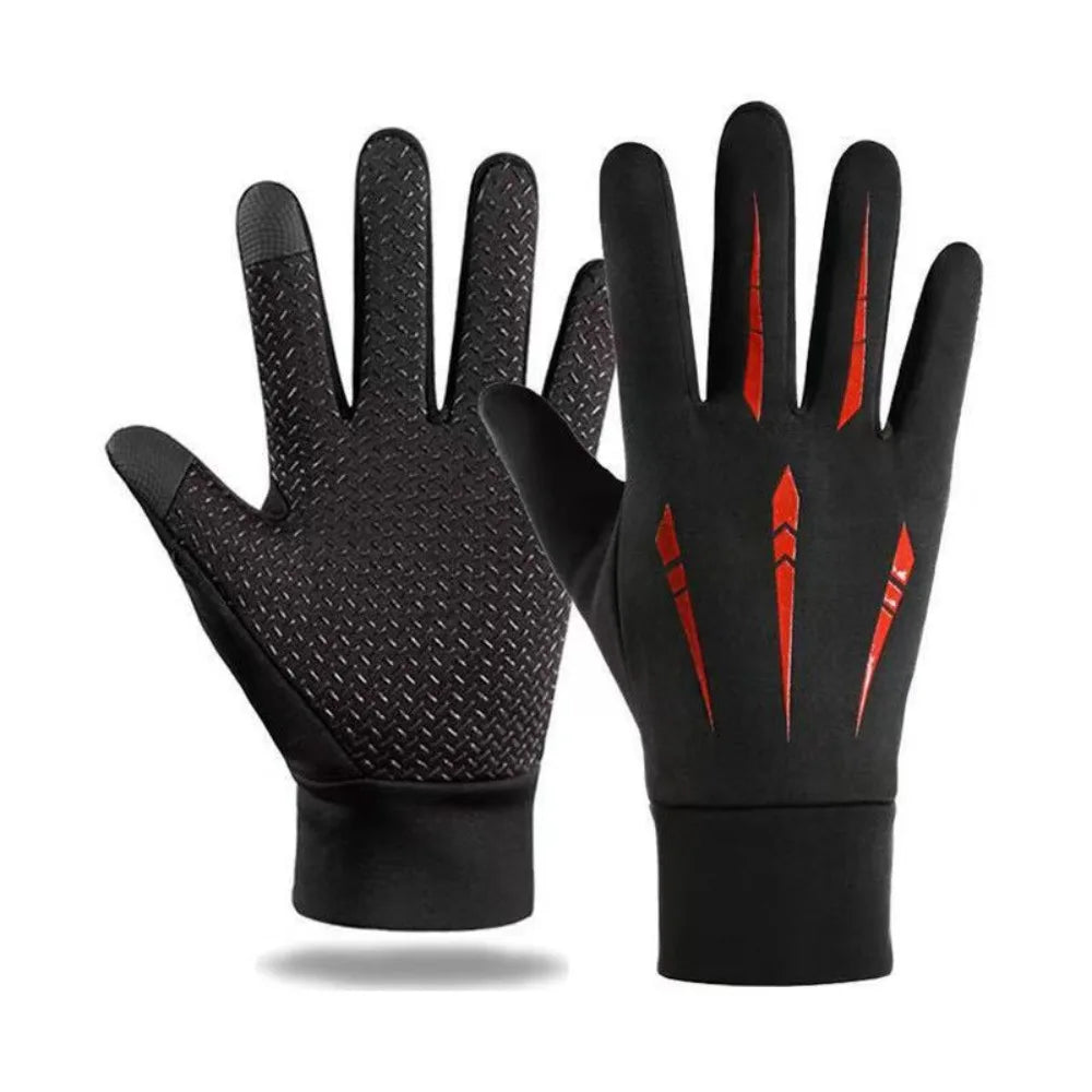 Winter Cycling Gloves – Waterproof Thermal Full Finger Cycling Gloves PLUSH Red Full Finger