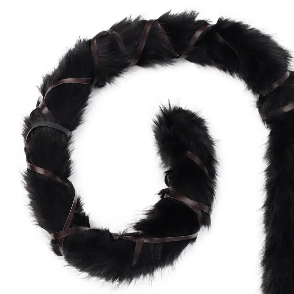 Y2K Faux Fur Sash Belt – Adjustable Hip-Hop Waistband Faux Fur Sash Belt PLUSH