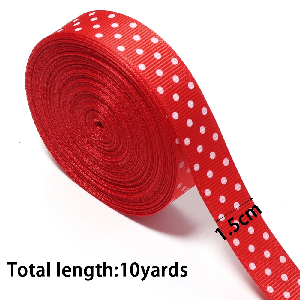 Red Polka Dot Grosgrain Ribbon – DIY Hair Bows & Gift Wrap Grosgrain Ribbon PLUSH 15mm x 10yards 1roll