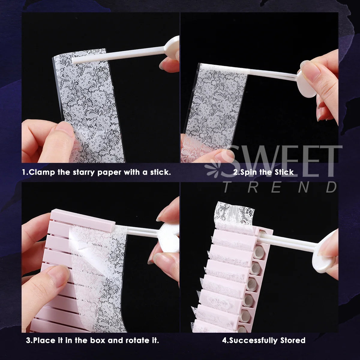 Rotating Nail Transfer Foil Storage Box | Manicure Organizer Nail Art Organizer PLUSH