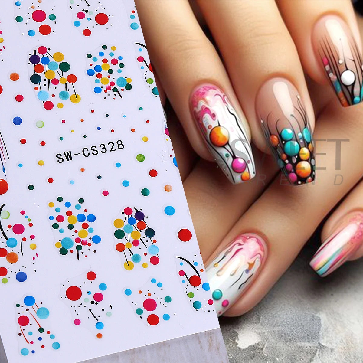 Polka Dot Nail Stickers 3D Decals DIY Manicure Foils – 2 Sheets Nail Art Stickers PLUSH