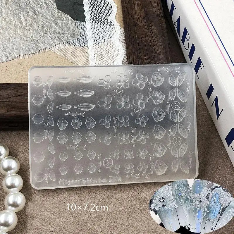 Silicone 3D Flower Nail Art Mold – Reusable Petal Template Nail Art Mold PLUSH A4
