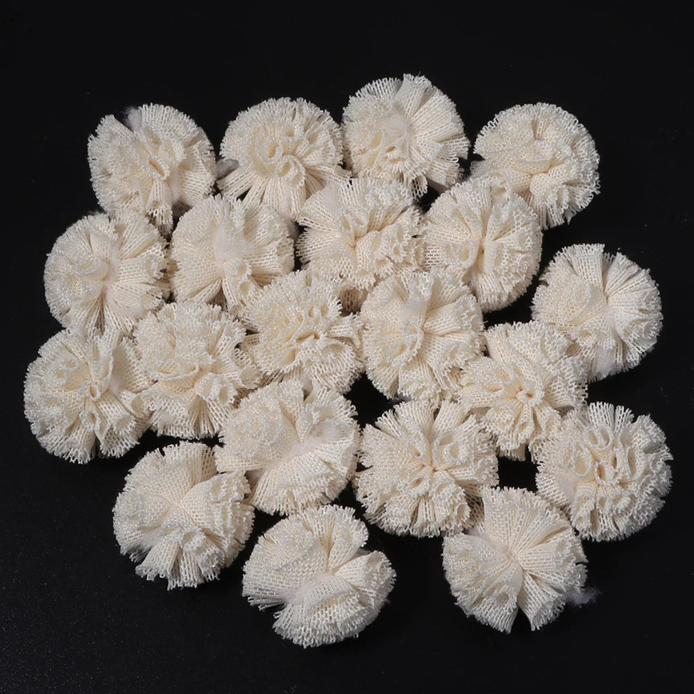 30pcs Tulle Flower Balls for DIY Hair Accessories & Crafts Craft Embellishments PLUSH beige
