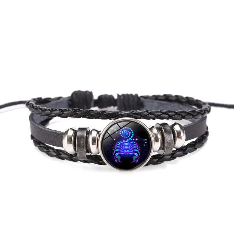 Zodiac Constellation Beaded Leather Bracelet | Multilayer Handwoven Charm Bracelet PLUSH