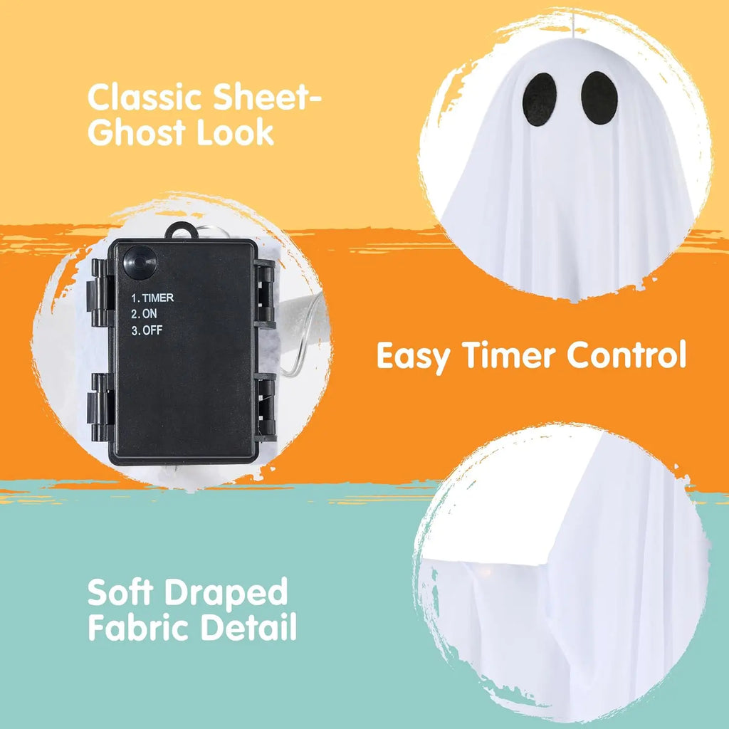 Halloween Ghost LED String Lights 8 Modes Waterproof Battery Halloween String Lights PLUSH