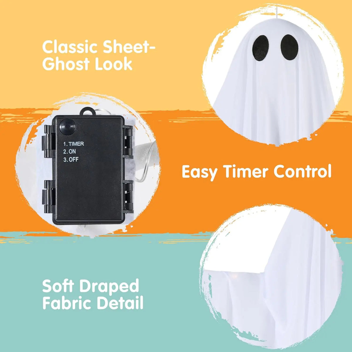 Halloween Ghost LED String Lights 8 Modes Waterproof Battery Halloween String Lights PLUSH