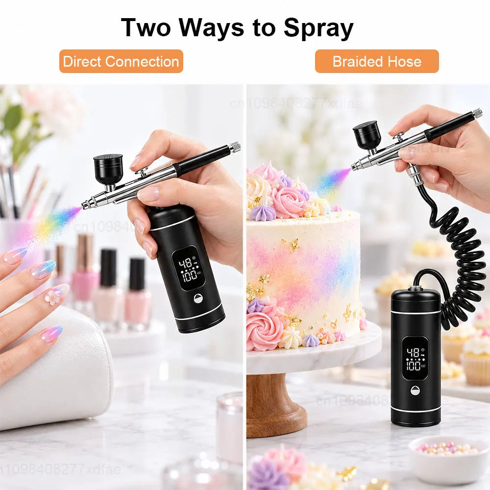 Peicon Portable Airbrush Kit with Compressor for Nail Art Airbrush Nail Kit PLUSH