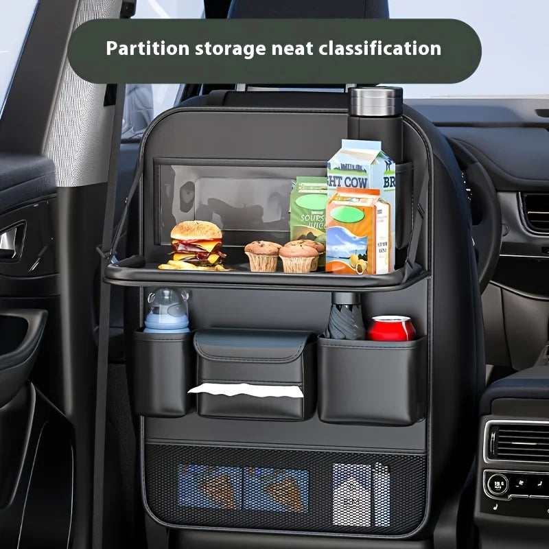 Faux Leather Car Seat Organizer – Dual Tablet & Cup Holder Car Seat Organizer PLUSH