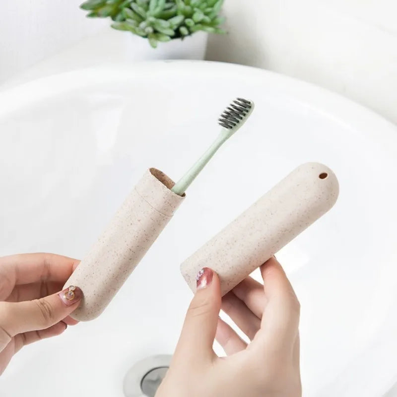 Wheat Straw Portable Toothbrush Case | Travel Protective Cover Toothbrush Travel Case PLUSH