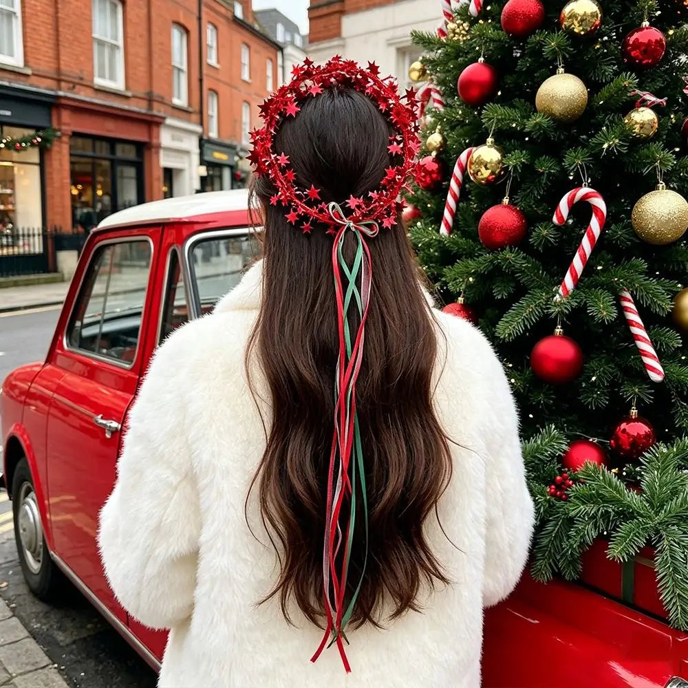 Shiny Star Christmas Headband – Festive Hair Hoop Photo Prop Christmas Headband PLUSH