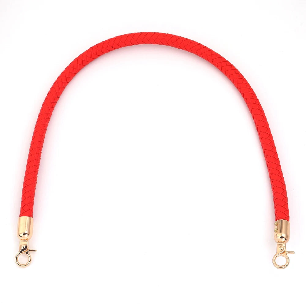 PU Leather Braided Bag Shoulder Strap with Lobster Clasp 30/60cm Bag Replacement Strap PLUSH red 60cm