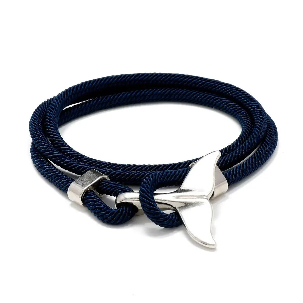 Whale Tail Braided Rope Charm Bracelet – Ocean Series Unisex