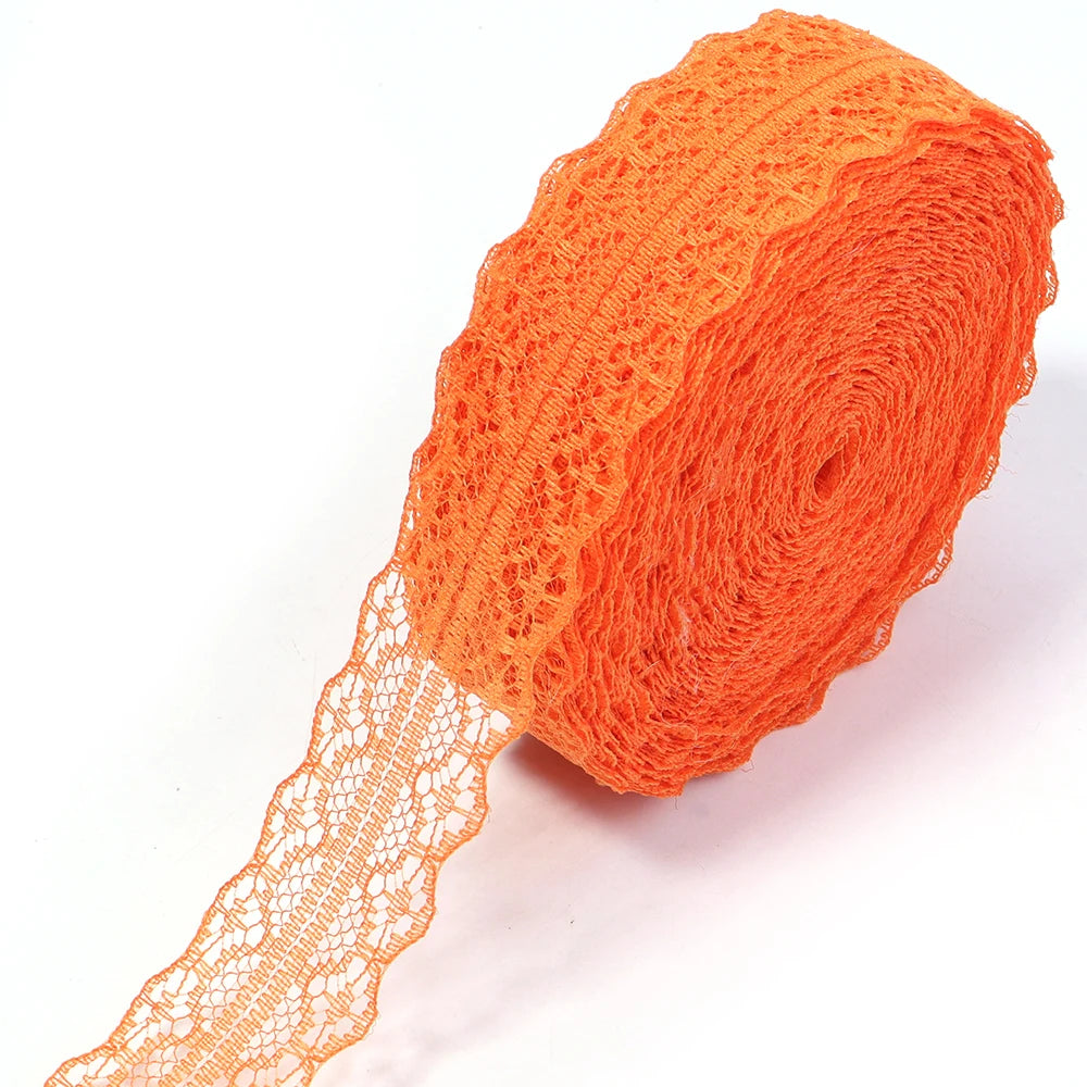 20 Yards 28mm Lace Ribbon – DIY Bows, Chokers & Sewing Trim Lace Craft Ribbon PLUSH deep orange