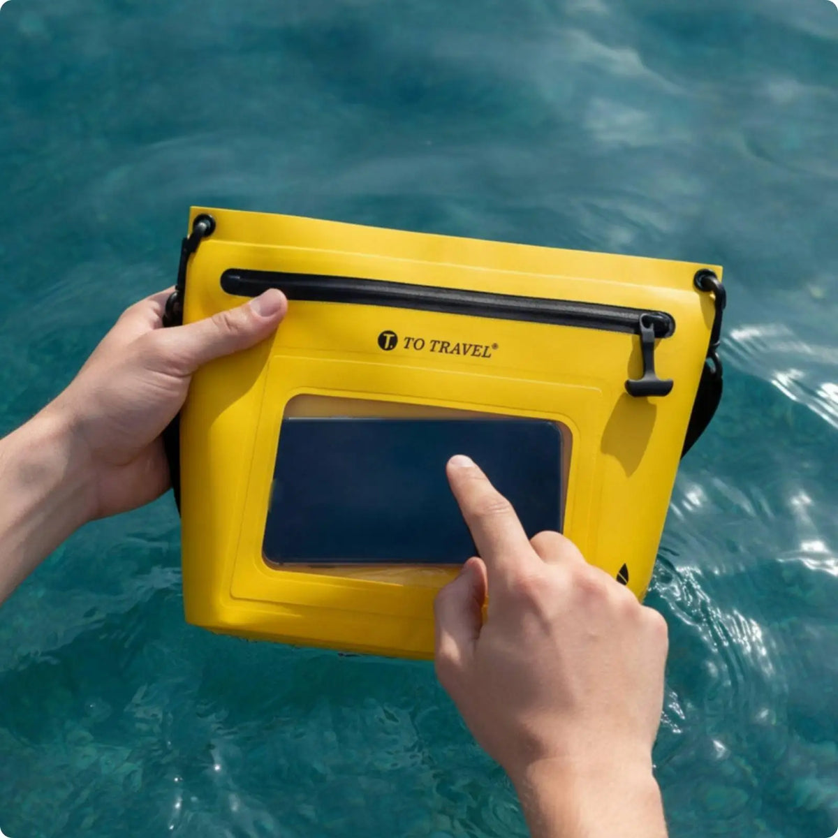 Waterproof Sling Dry Bag 2.5L – IPX7 with Touchscreen Window Waterproof Dry Bag PLUSH YellowIpx7WpWindow