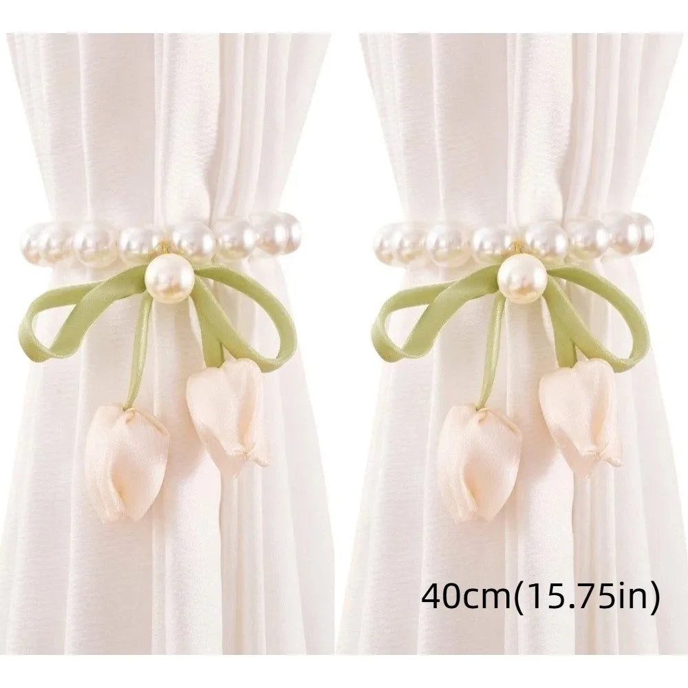 Tulip Curtain Tiebacks – Adjustable Tie Rope Straps, 1 Pair Curtain Tiebacks PLUSH style 6