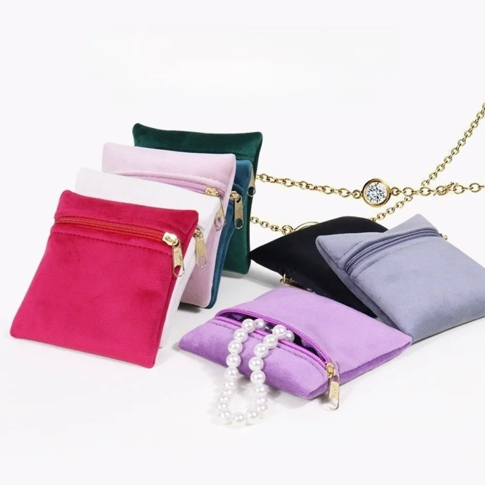 Velvet Zipper Jewelry Pouch | Soft Flannelette Storage Bag Jewelry Storage Pouch PLUSH