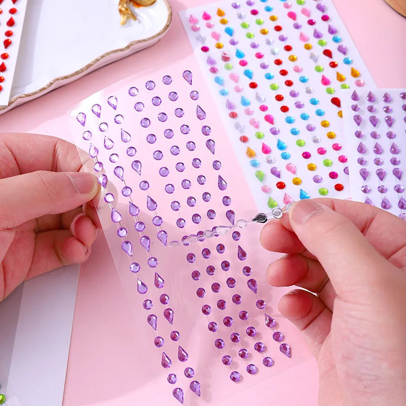 Self-Adhesive Rhinestone Gem Nail Stickers – Multicolor Sheet Nail Art Stickers PLUSH