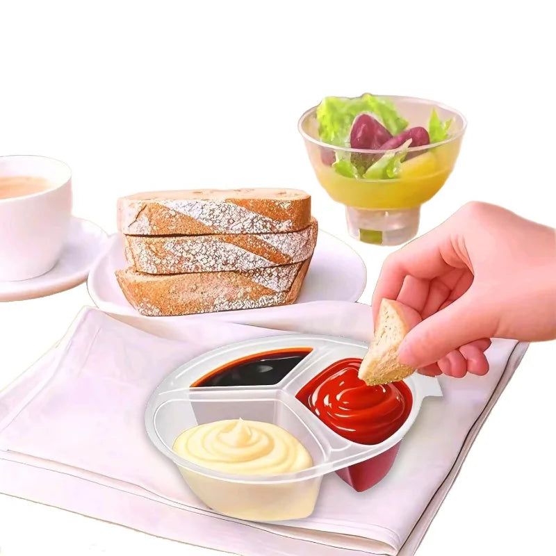 3-Compartment Snack Box with Lid | Clear Portable Food Container Food Storage Container PLUSH