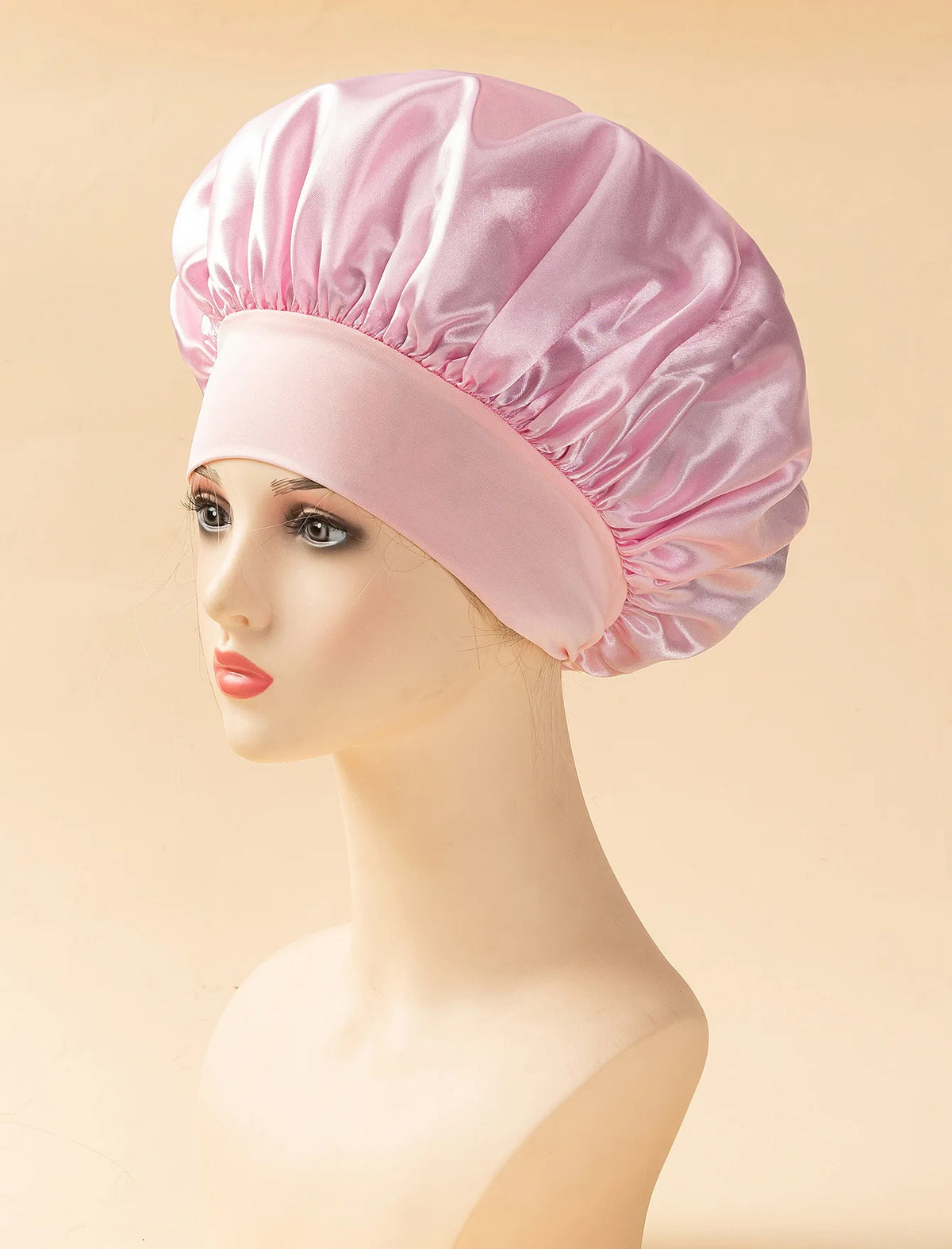 Satin Sleep Cap – Unisex Hair Protection Bonnet | Elastic Fit Satin Sleep Bonnet PLUSH Pink