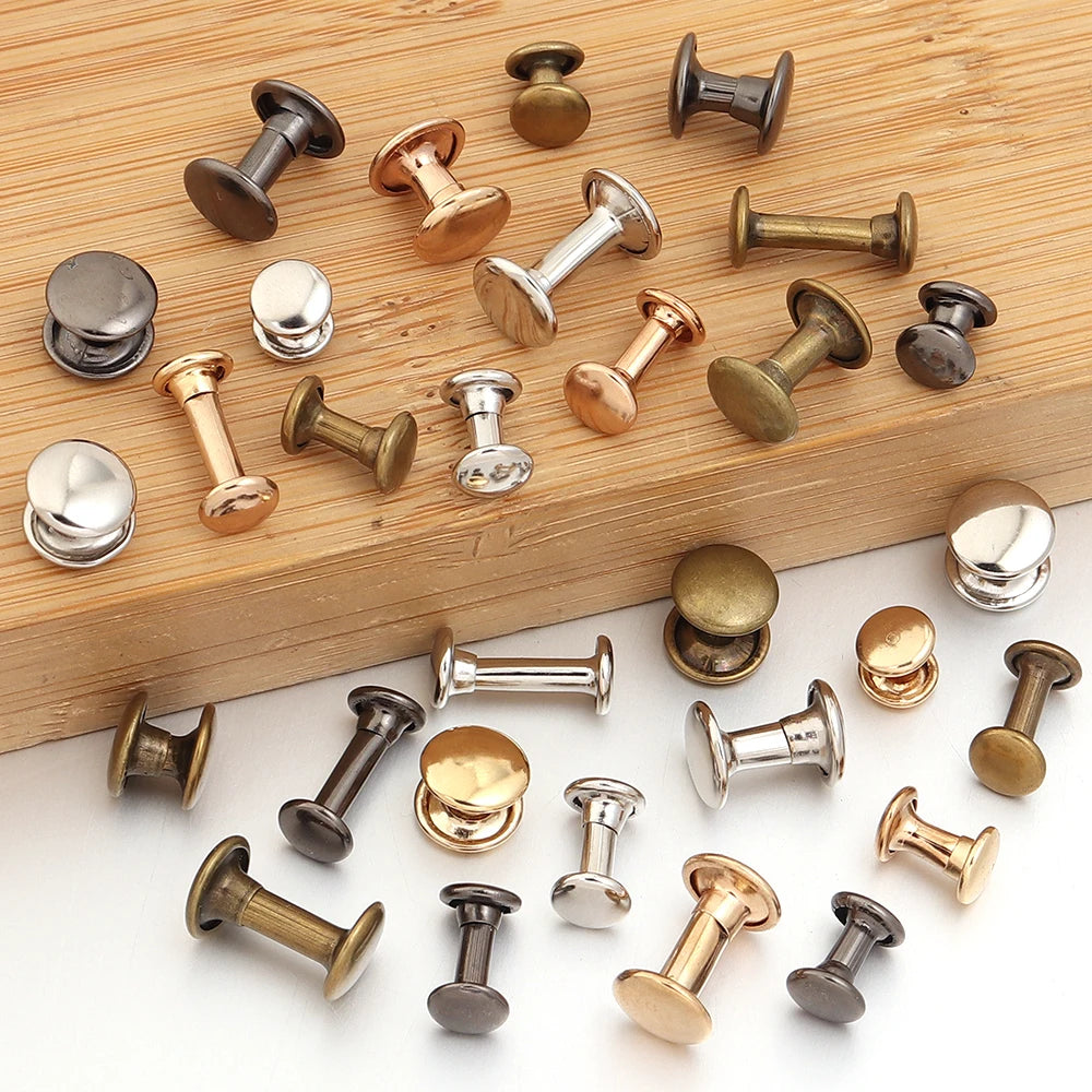 50 Sets Metal Double Cap Rivets for Leather, Bags & DIY Craft Craft Rivets PLUSH
