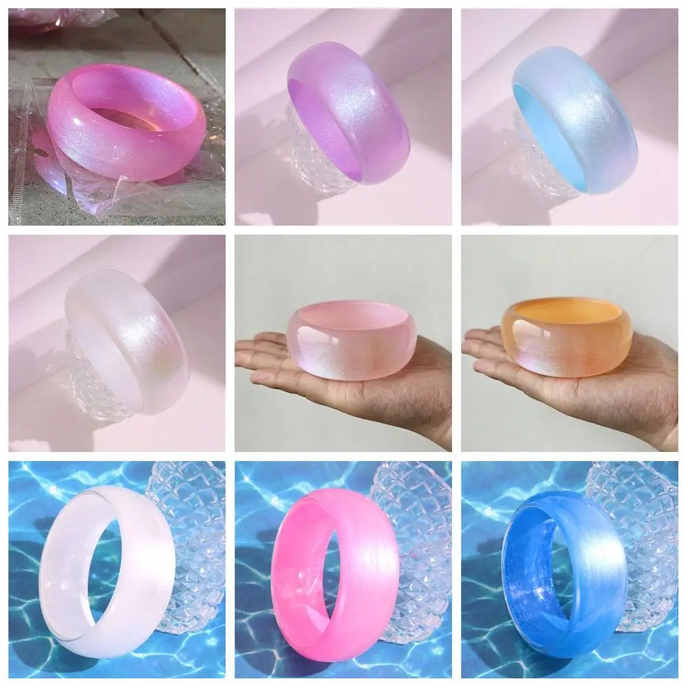 Bohemian Glitter Acrylic Wide Bangle – Jelly Color Bracelet Acrylic Bangle PLUSH