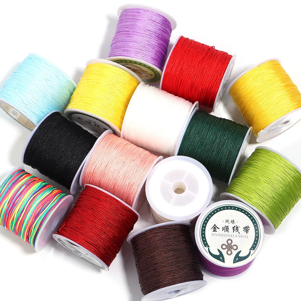 90m Multicolor Nylon Braiding Cord 0.8mm | Chinese Knot Thread Jewelry Braiding Cord PLUSH
