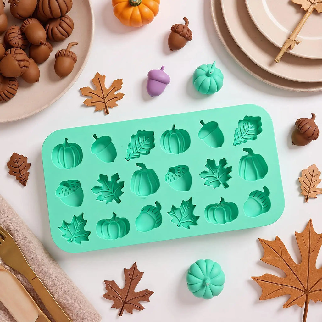 Fall Thanksgiving Silicone Molds – Pumpkin Leaf Pine Cone Silicone Baking Mold PLUSH