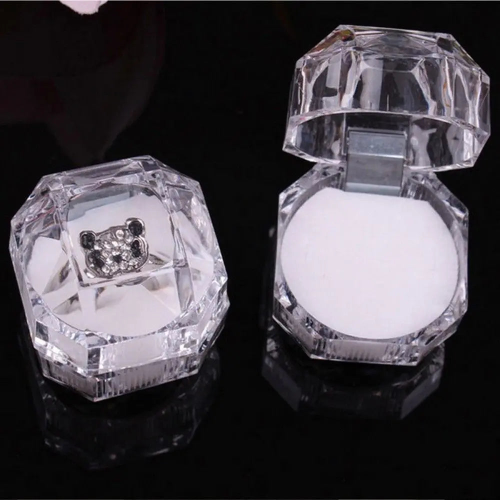 Clear Acrylic Ring Box – Crystal Jewelry Display & Storage Case Jewelry Display Case PLUSH