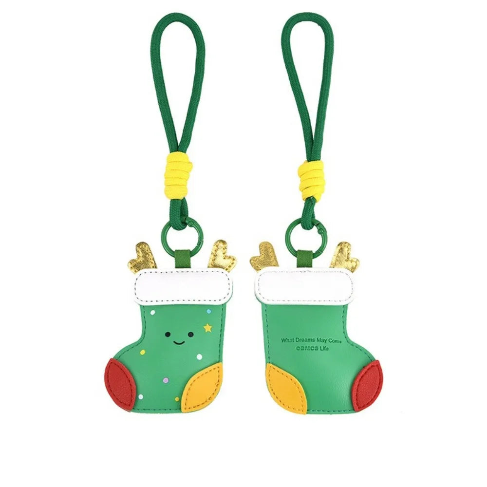 Cute Christmas PU Leather Keychain – Reindeer & Star Bag Charm Christmas Bag Charm PLUSH Style 2