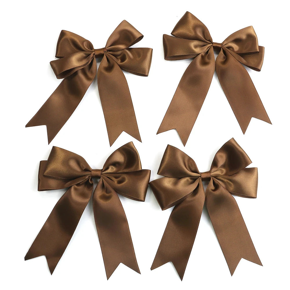4pcs Satin Swallowtail Bows – DIY Jewelry & Hair Accessories Craft Bow Embellishments PLUSH light brown 12x13cm