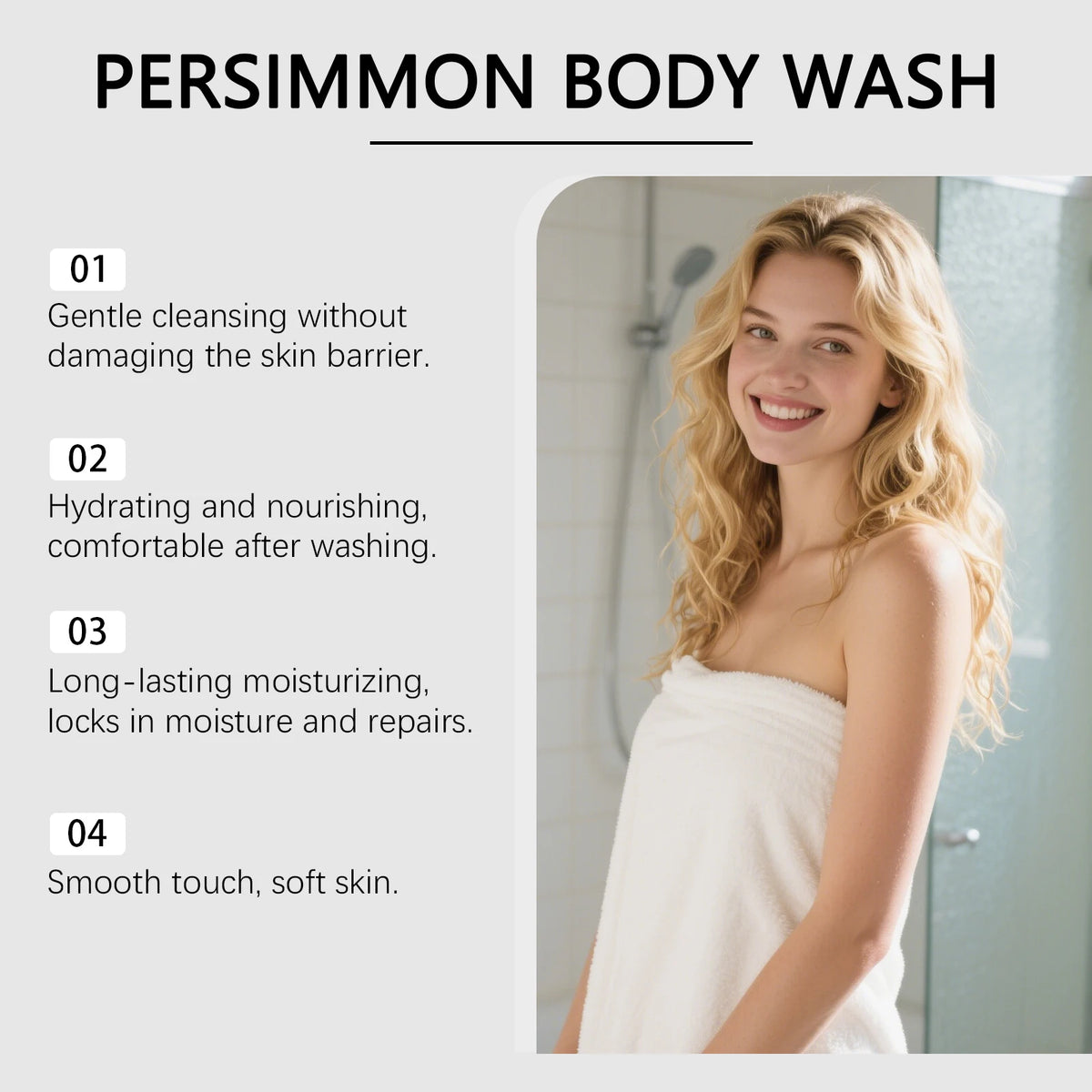 Persimmon Exfoliating Body Wash – Hydrating Shower Gel Exfoliating Body Wash PLUSH