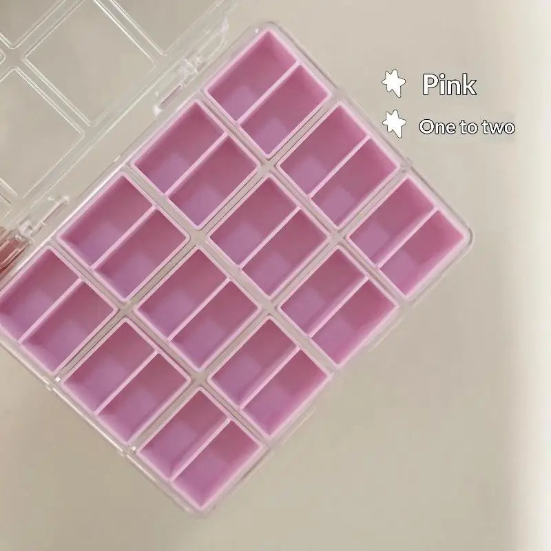 Nail Accessories Storage Box – 24/36/48 Grid Transparent Organizer Nail Accessories Organizer PLUSH 1 Pink