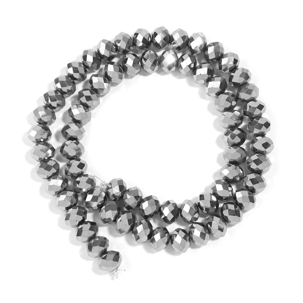Silver Faceted Crystal Glass Spacer Beads for DIY Jewelry Crystal Spacer Beads PLUSH 10x8mm-ap60pcs