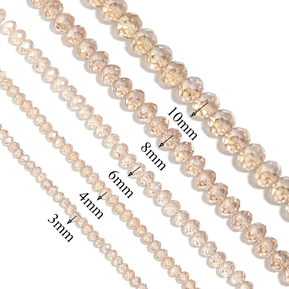 Champagne AB Faceted Crystal Glass Spacer Beads – DIY Jewelry Crystal Glass Beads PLUSH