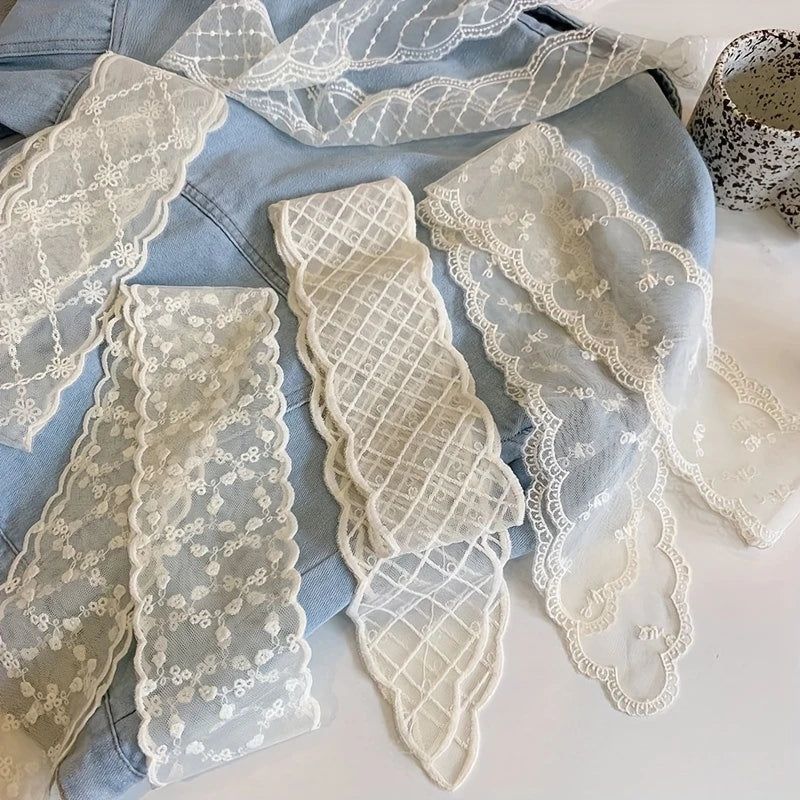 White Lace Ribbon Headband Scarf – Women's Hair Tie Ribbon Headband Scarf PLUSH
