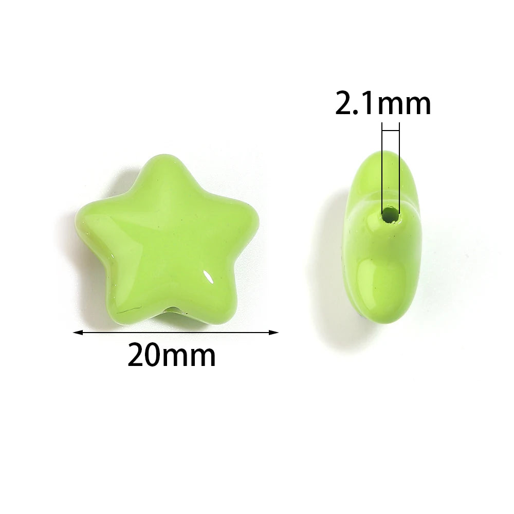 10pcs 20mm Star Acrylic Spacer Beads – Multicolor DIY Jewelry Acrylic Spacer Beads PLUSH