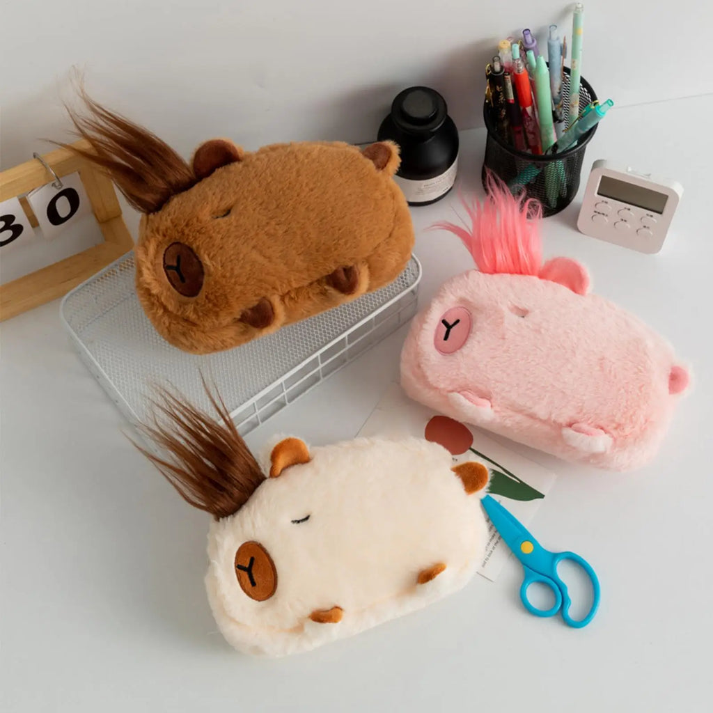 Cute Capybara Plush Pencil Case – Large Capacity Pen Pouch Plush Pencil Case PLUSH