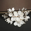 Crystal Pearl Flower Bridal Hairpin – Handmade Wedding Hair Clip Bridal Hair Clip PLUSH Gold