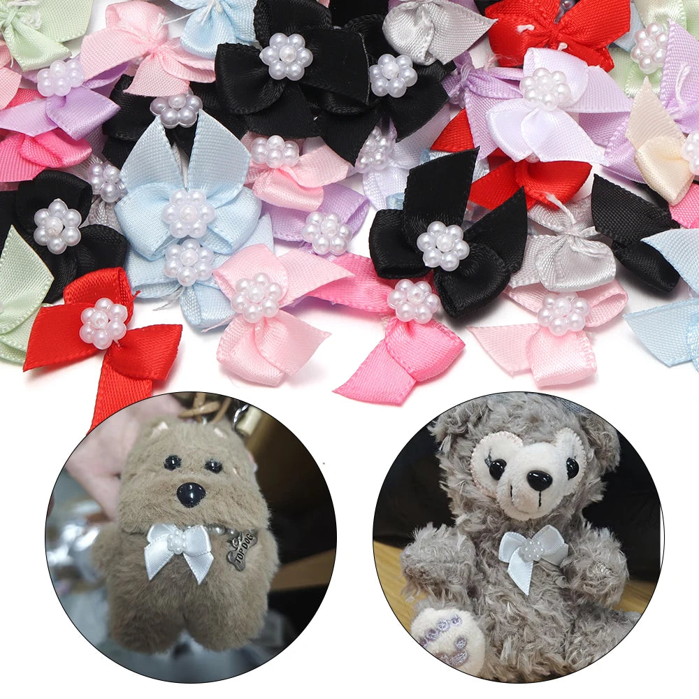 20pcs Pearl Satin Ribbon Bows – DIY Hair & Gift Decor Ribbon Bows PLUSH